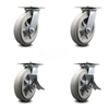 Service Caster 8 Inch Thermoplastic Rubber Swivel Caster Set with Roller Bearings 2 Brakes SCC SCC-35S820-TPRRF-2-SLB-2